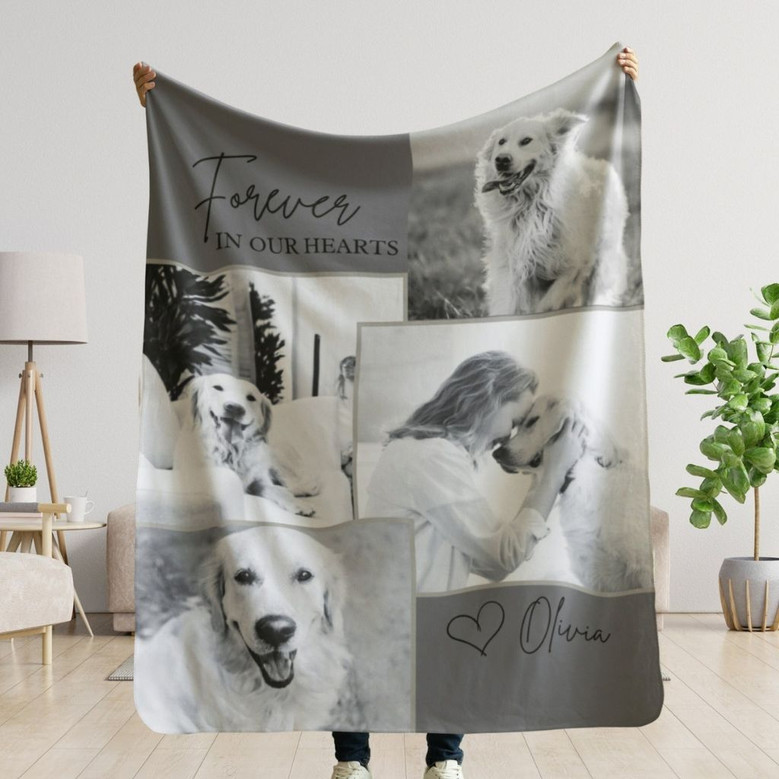Forever Loved Custom Photo Pet Memorial Fleece Blanket