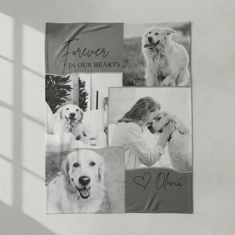 Forever Loved Custom Photo Pet Memorial Fleece Blanket