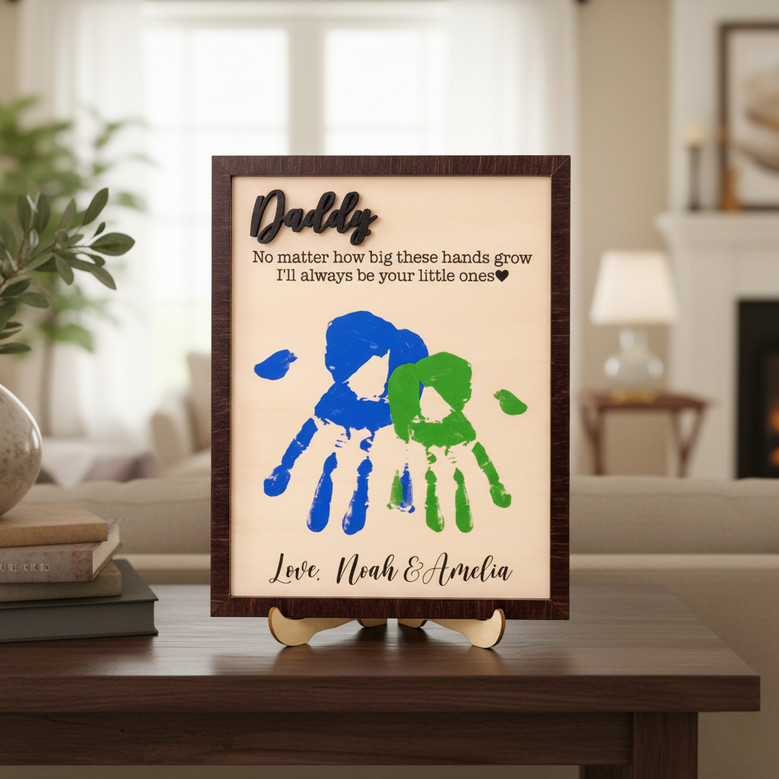 Handprint Memories - DIY Father's Day Wood Sign Gift from Daughter