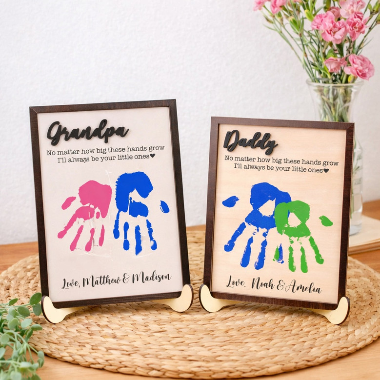 Handprint Memories - DIY Father's Day Wood Sign Gift from Daughter