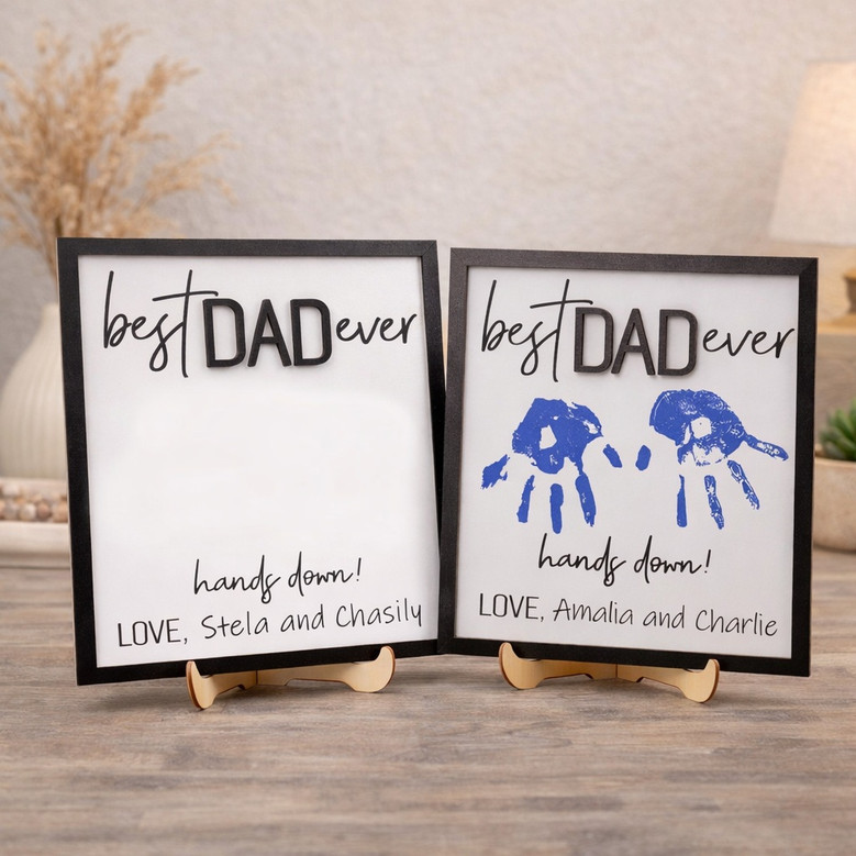 Hands Down Best Dad Ever - Personalized Handprint Wood Sign