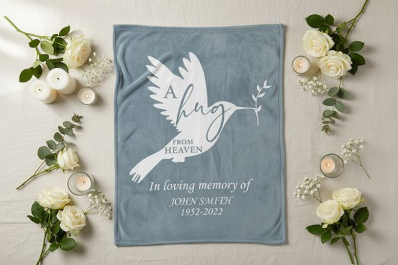 Heartfelt Remembrance Custom Memorial Fleece Blanket Gift Heartfelt Remembrance Custom Memorial Fleece Blanket Gift