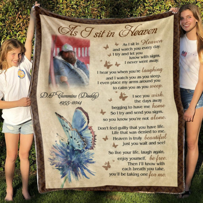 Heavenly Peace Personalized Butterfly Photo Fleece Blanket