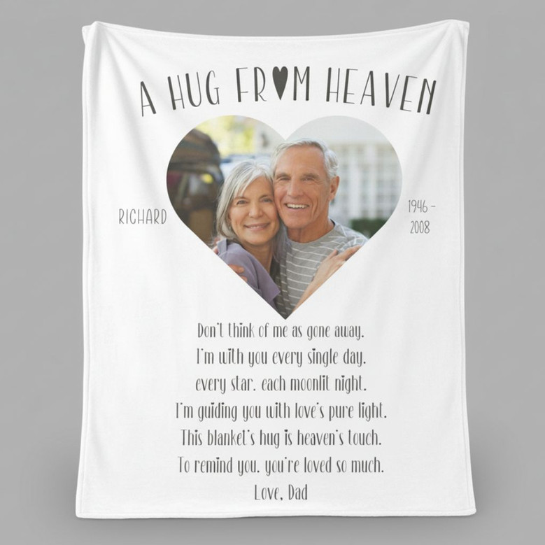 Hugs From Heaven Custom Photo Memorial Fleece Blanket Hugs From Heaven Custom Photo Memorial Fleece Blanket
