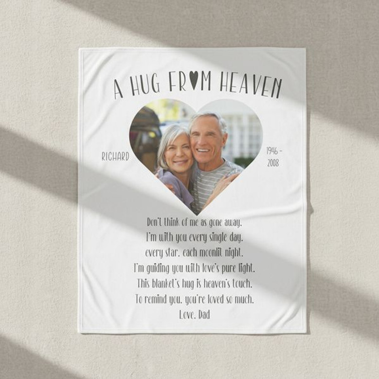 Hugs From Heaven Custom Photo Memorial Fleece Blanket Hugs From Heaven Custom Photo Memorial Fleece Blanket