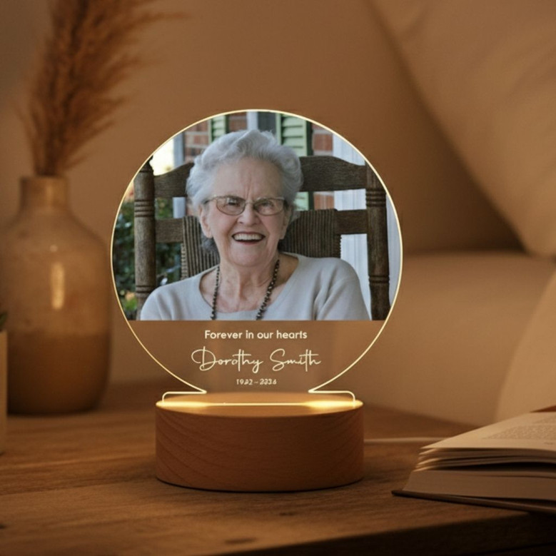 Illuminated Memories Custom Wood Photo Memorial Night Light Illuminated Memories Custom Wood Photo Memorial Night Light
