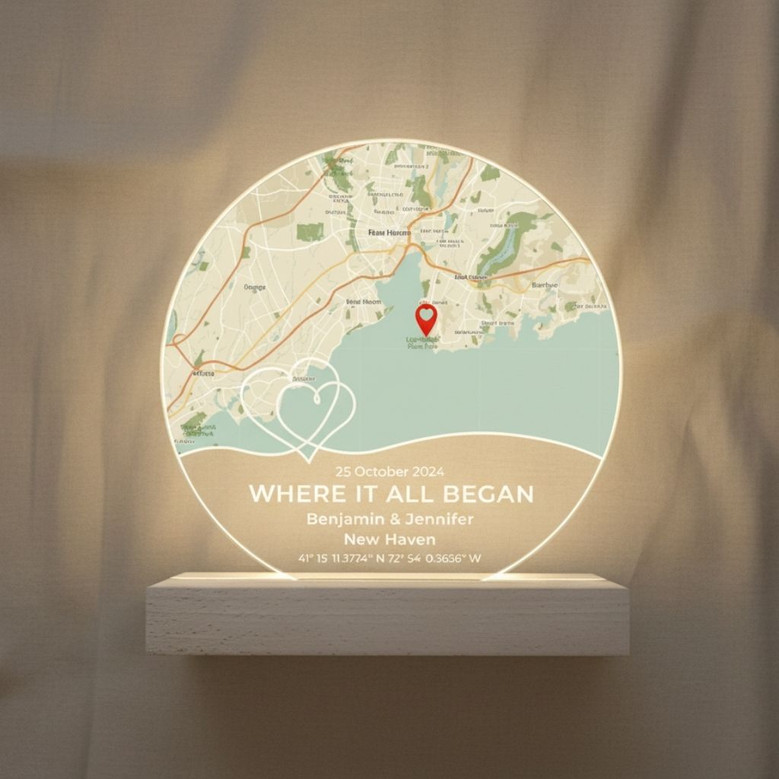 Map Your Journey Custom Where We Met Memorial Light Night Map Your Journey Custom Where We Met Memorial Light Night