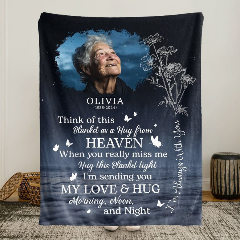 Memorial Hug from Heaven Custom Photo Fleece Blanket Memorial Hug from Heaven Custom Photo Fleece Blanket