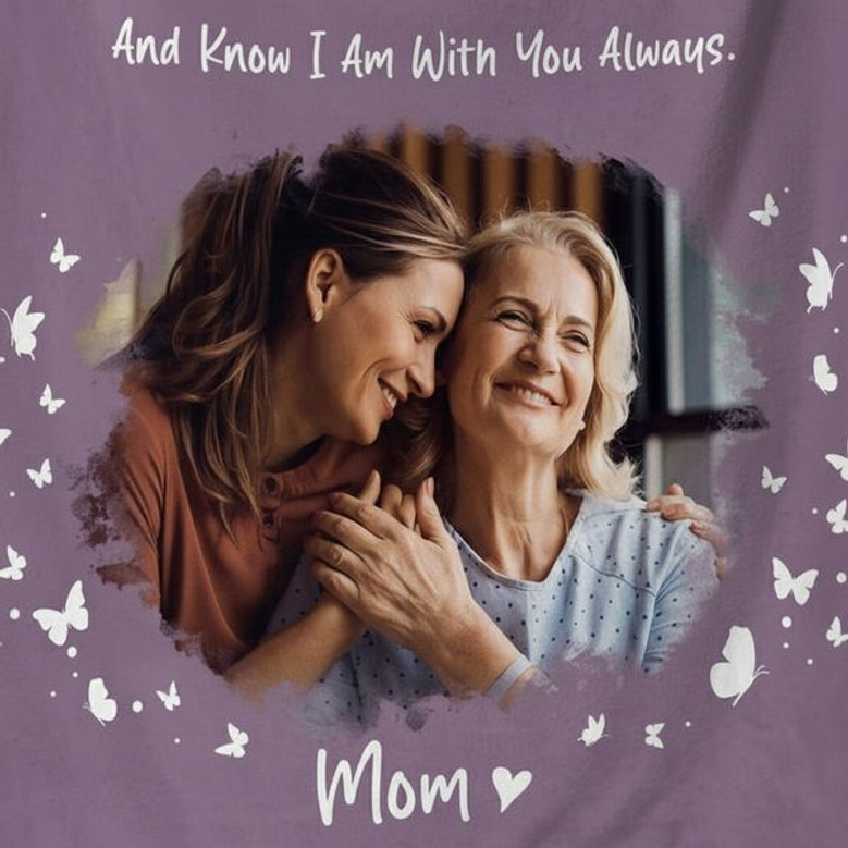 Moms Memory Fleece Blanket A Custom Photo Hug From Heaven