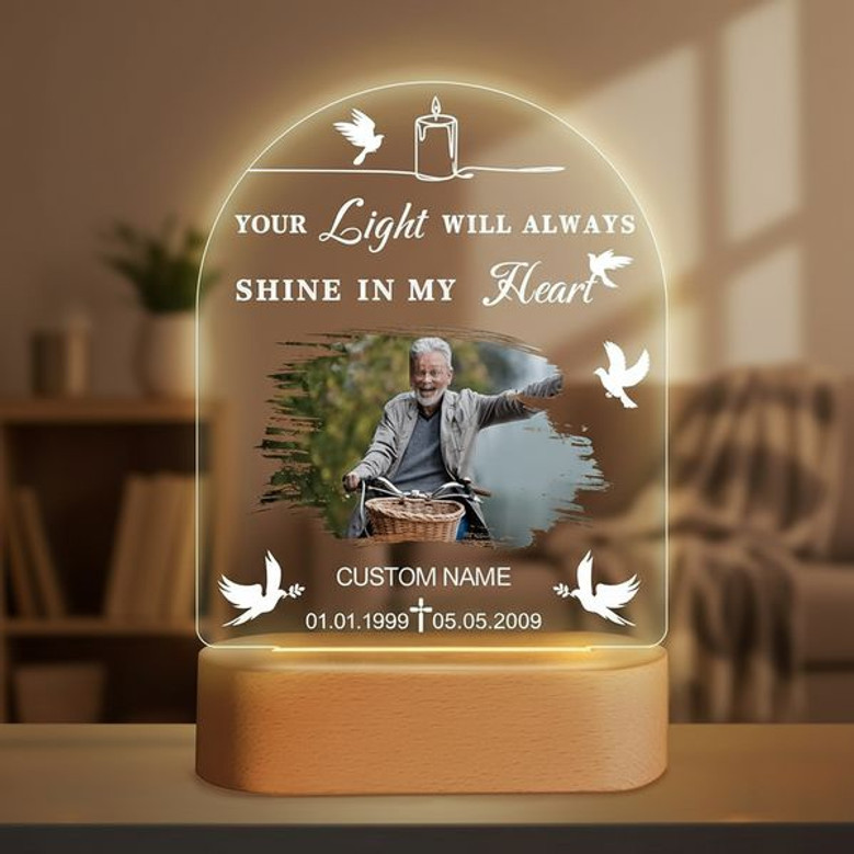Peaceful Dove Personalized Photo Memorial Light Night