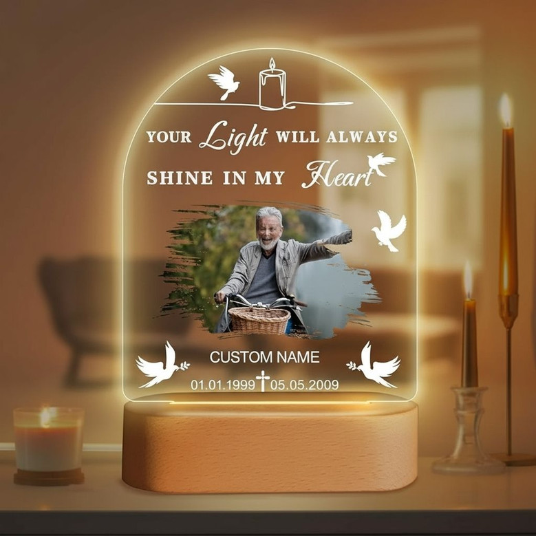 Peaceful Dove Personalized Photo Memorial Light Night