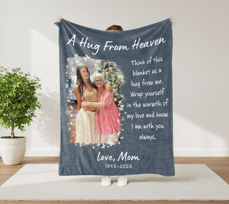 Personalized Photo Fleece Blanket Eternal Hug from Heaven