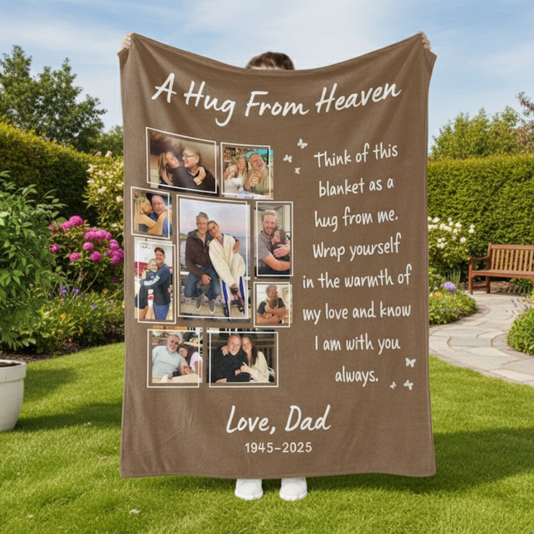 Personalized Photo Fleece Blanket Eternal Hug from Heaven