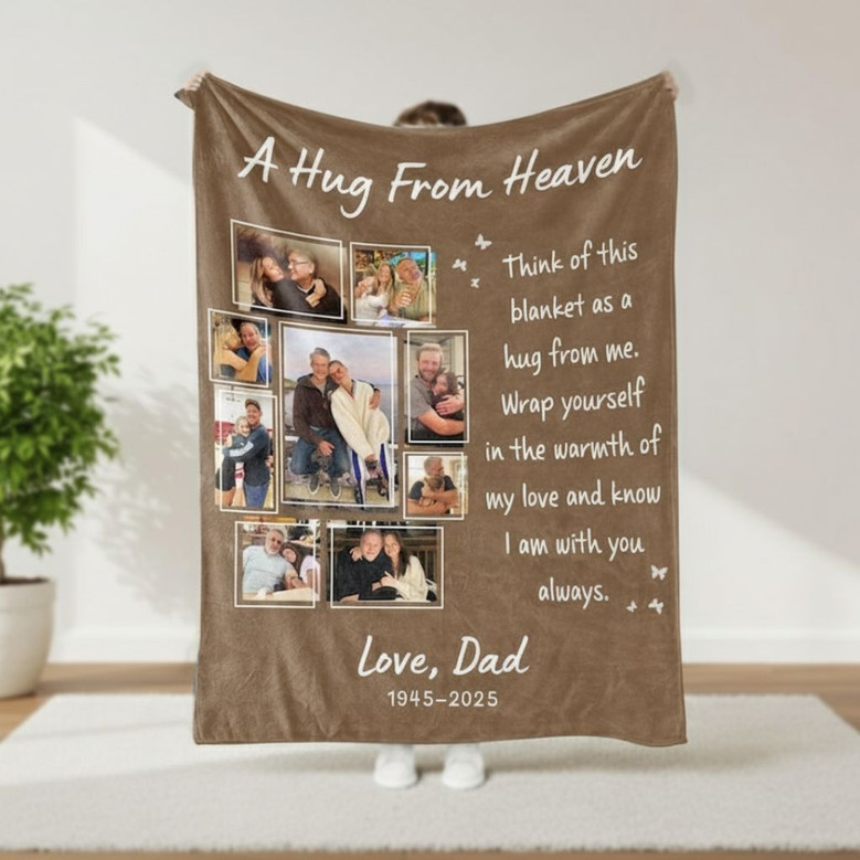 Personalized Photo Fleece Blanket Eternal Hug from Heaven