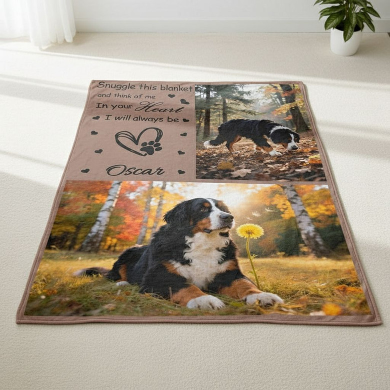 Pet Loss Memory Gift Custom Photo Pet Memorial Fleece Blanket