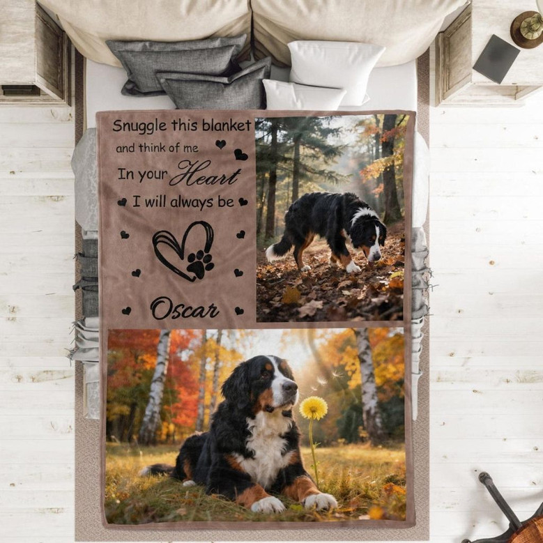 Pet Loss Memory Gift Custom Photo Pet Memorial Fleece Blanket