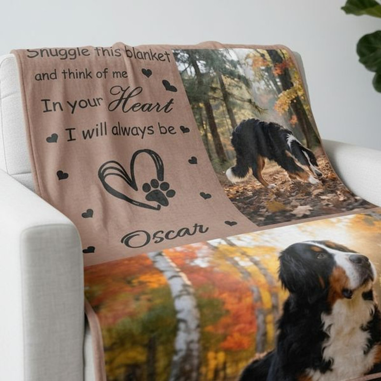 Pet Loss Memory Gift Custom Photo Pet Memorial Fleece Blanket