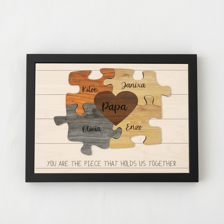 Pieces of Love - Custom Wood Sign Puzzle for Dad and Husband
