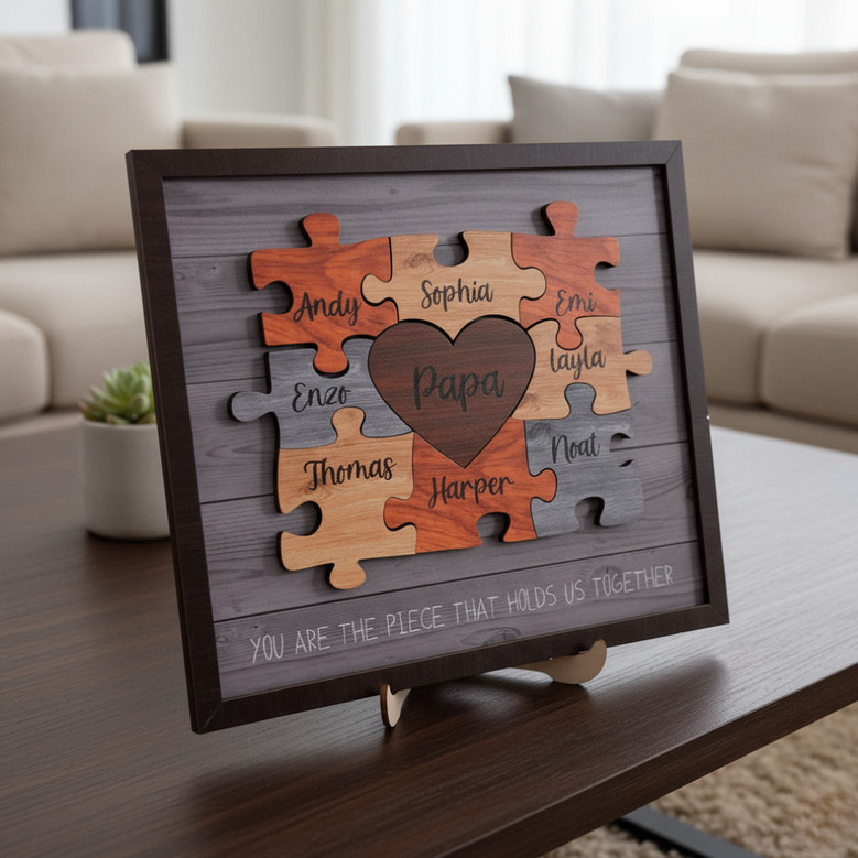 Pieces of Love - Custom Wood Sign Puzzle for Dad and Husband