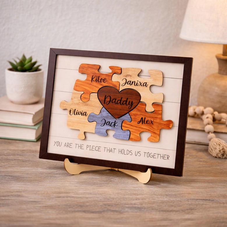 Pieces of Love - Custom Wood Sign Puzzle for Dad and Husband