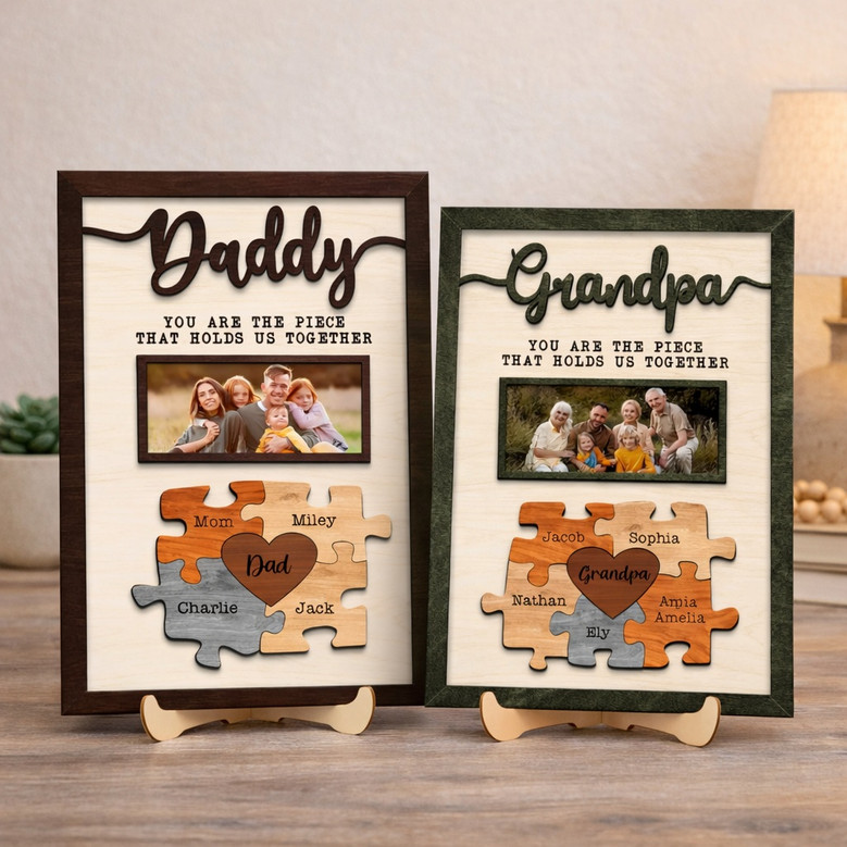 Puzzle Piece Wood Sign - Dad You Are What Holds Us Together