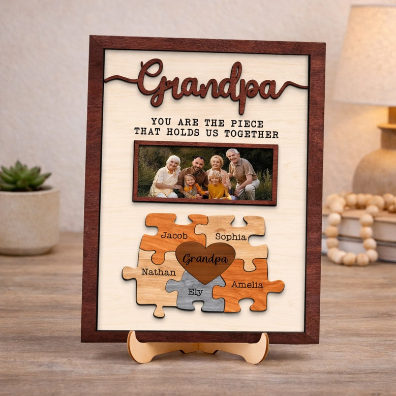 Puzzle Piece Wood Sign - Dad You Are What Holds Us Together