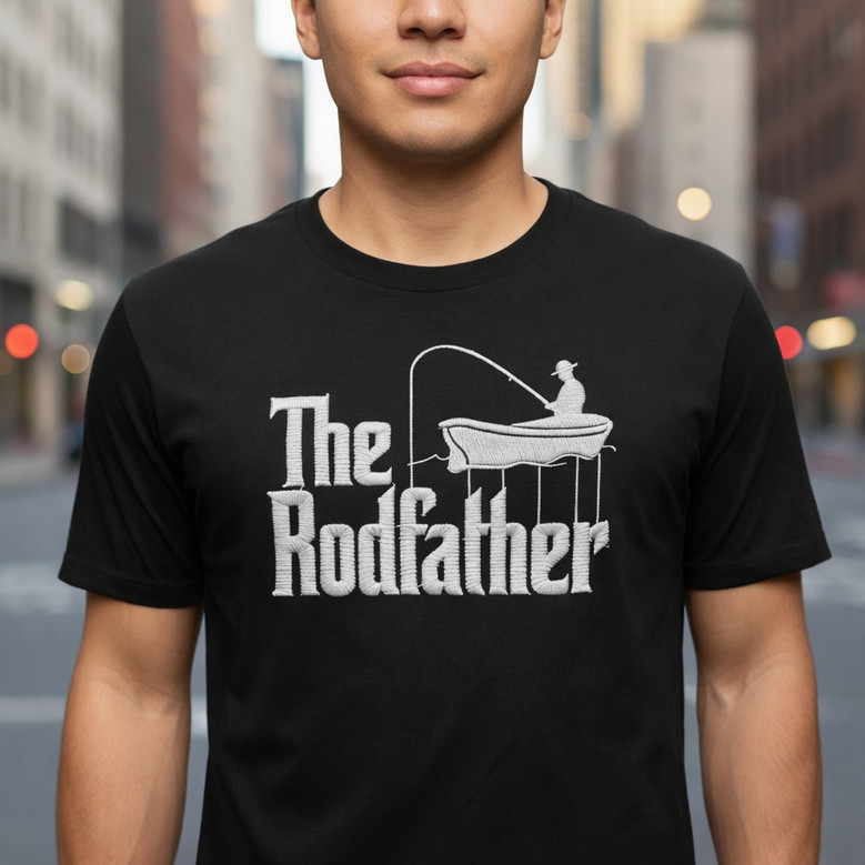 Reel in The Rodfather Embroidered Comfort Colors T-shirt Reel in The Rodfather Embroidered Comfort Colors T-shirt