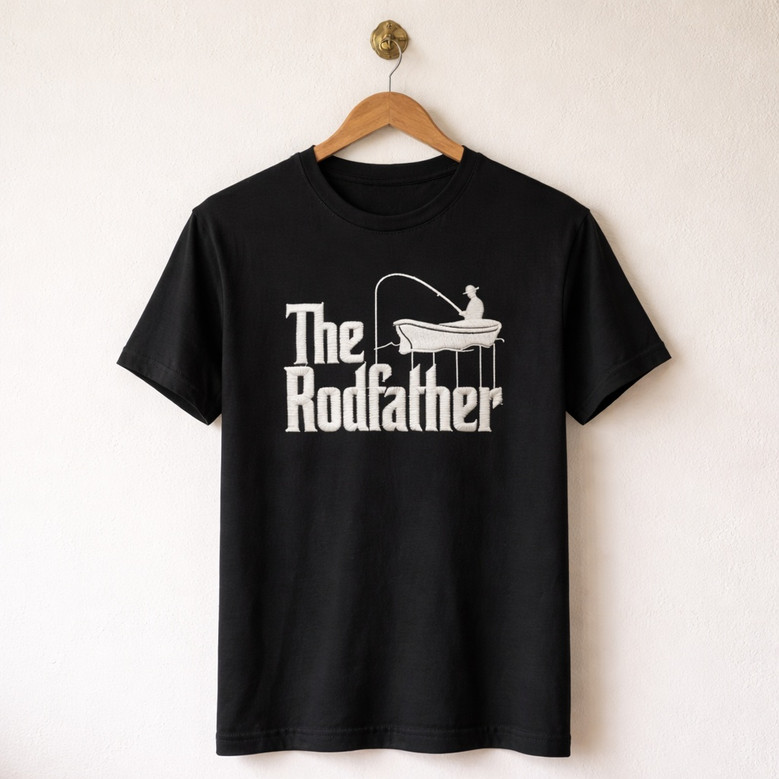 Reel in The Rodfather Embroidered Comfort Colors T-shirt Reel in The Rodfather Embroidered Comfort Colors T-shirt