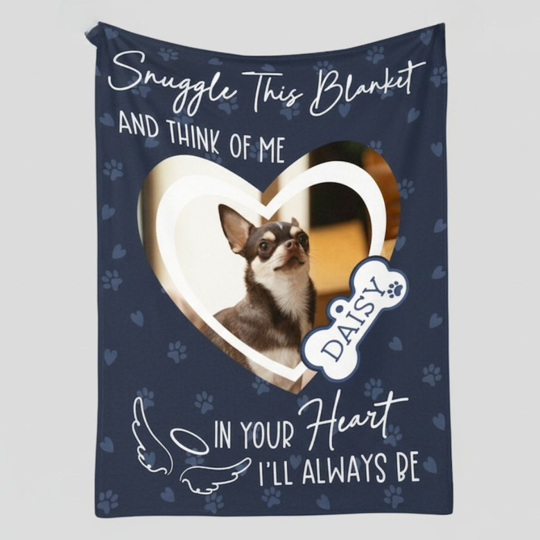 Snuggle & Remember Me, Personalized Pet Memorial Fleece Blanket