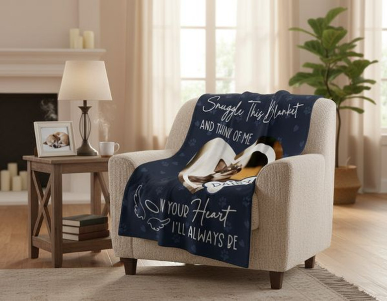 Snuggle & Remember Me, Personalized Pet Memorial Fleece Blanket
