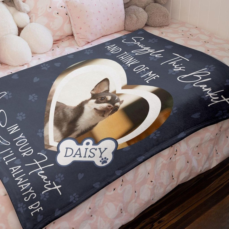 Snuggle & Remember Me, Personalized Pet Memorial Fleece Blanket