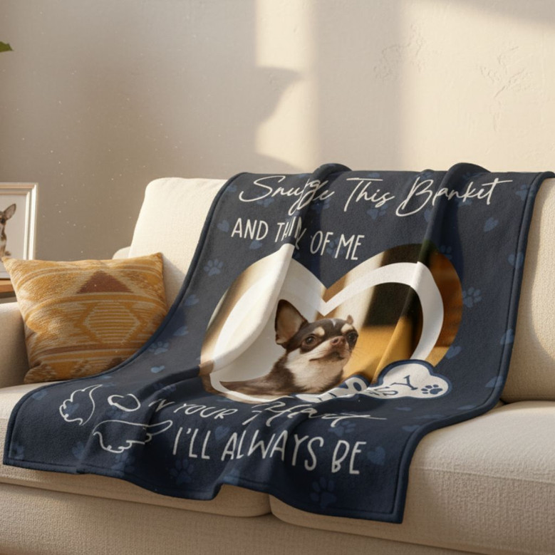 Snuggle & Remember Me, Personalized Pet Memorial Fleece Blanket