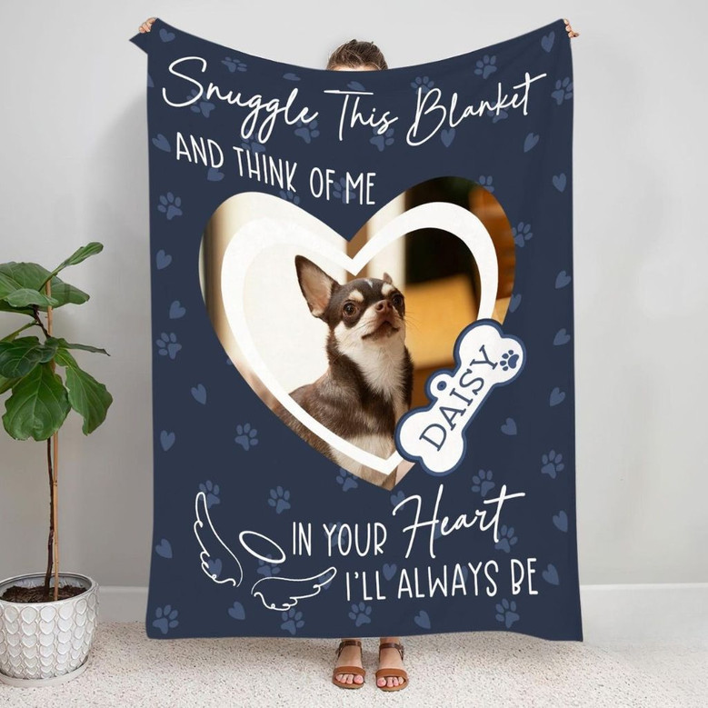 Snuggle & Remember Me, Personalized Pet Memorial Fleece Blanket