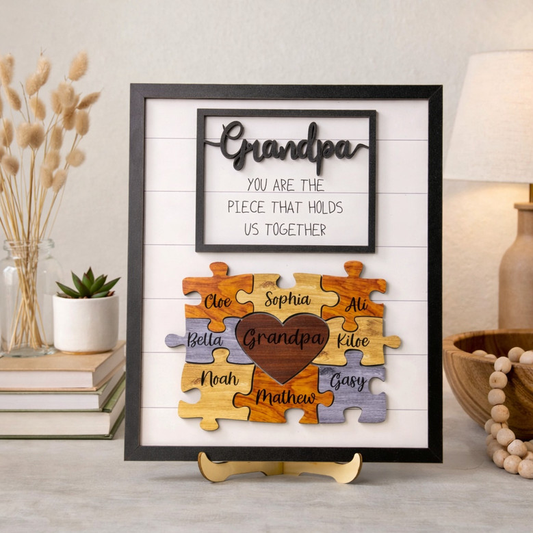 The Piece That Holds Us Together - Custom Dad Wood Sign The Piece That Holds Us Together - Custom Dad Wood Sign