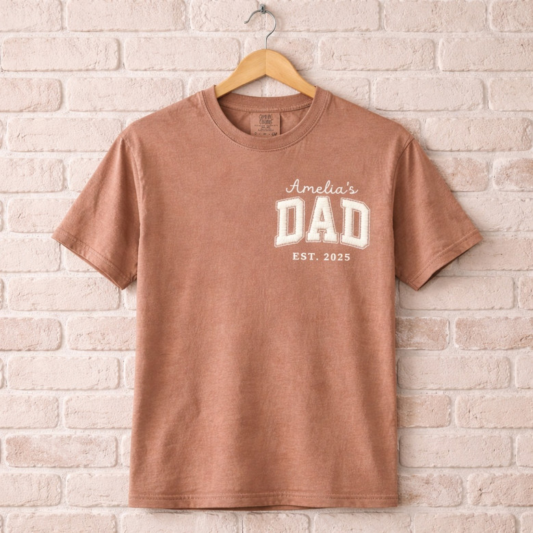 Treasured Dad Names Embroidered Comfort Colors T-shirt