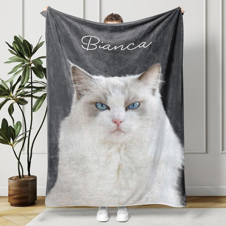 Treasured Pet Memories Custom Photo Portrait Fleece Blanket Treasured Pet Memories Custom Photo Portrait Fleece Blanket