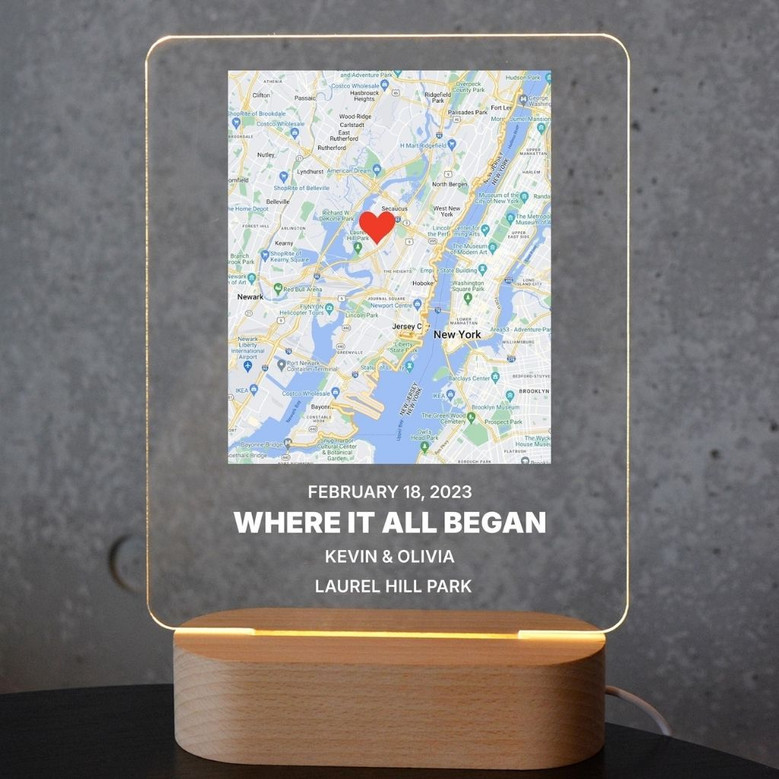 Where We Met Map Personalized Couple Memorial Light Night Where We Met Map Personalized Couple Memorial Light Night