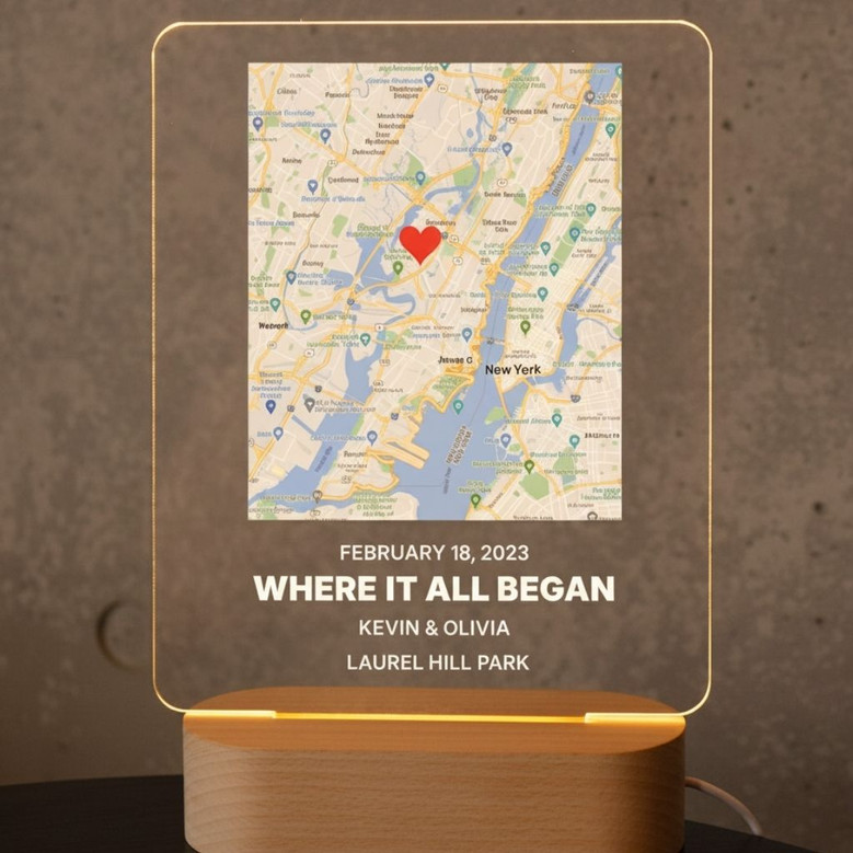 Where We Met Map Personalized Couple Memorial Light Night Where We Met Map Personalized Couple Memorial Light Night