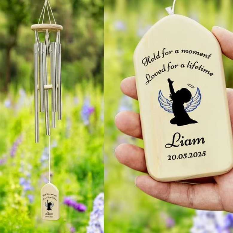 Angel Wings Whispering Personalized Baby Memorial Wind Chime