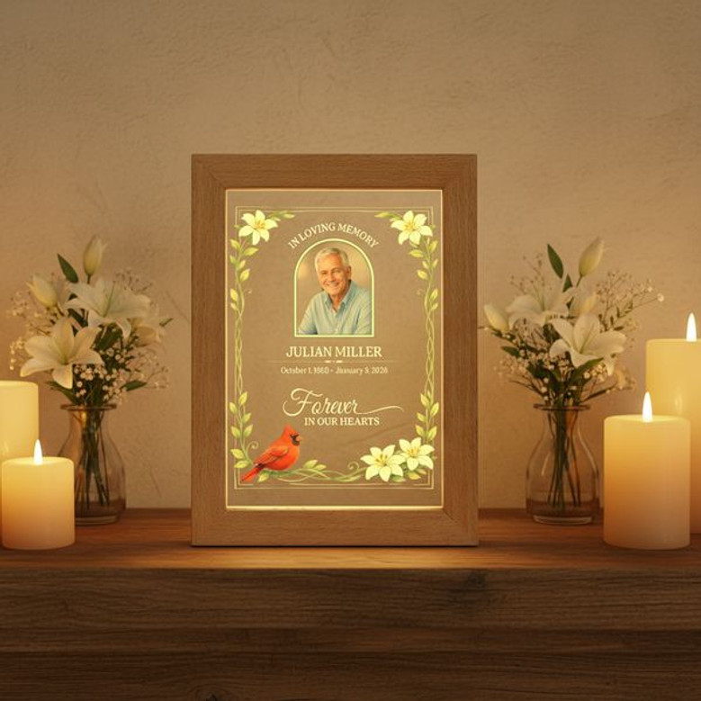 Cardinal Memorial Photo Frame Lamp A Sympathy Gift of Light Cardinal Memorial Photo Frame Lamp A Sympathy Gift of Light