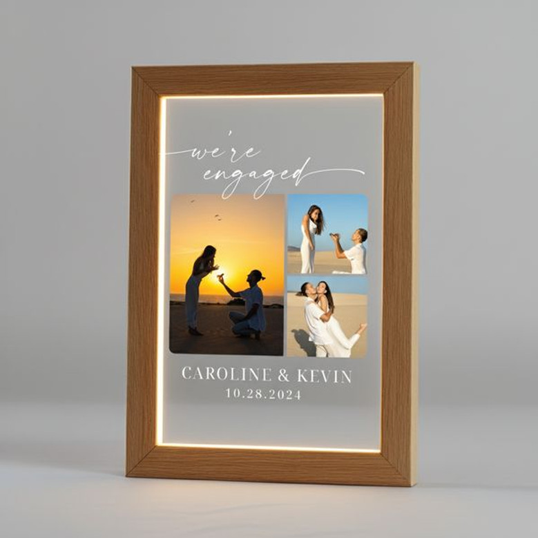 Celebrate Your Yes Custom Engagement Photo Frame Lamp