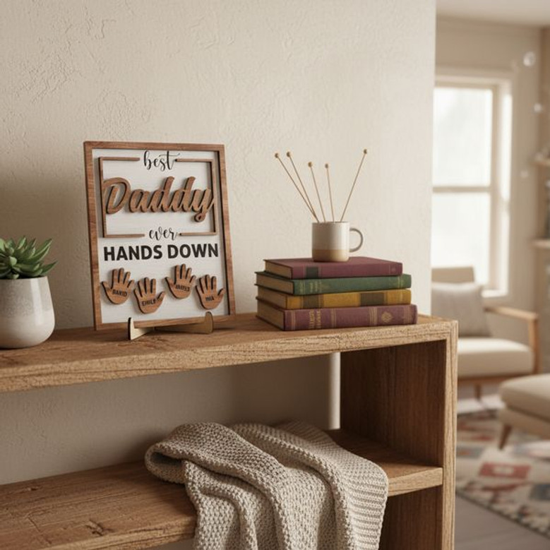 Custom Family Hands Wood Sign - Heartfelt Father's Day Plaque