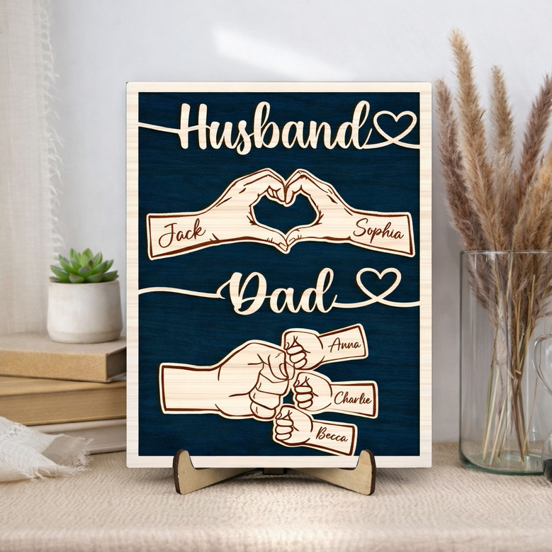 Custom Fist Bump Wood Sign - Heartfelt Father's Day Gift for Dad