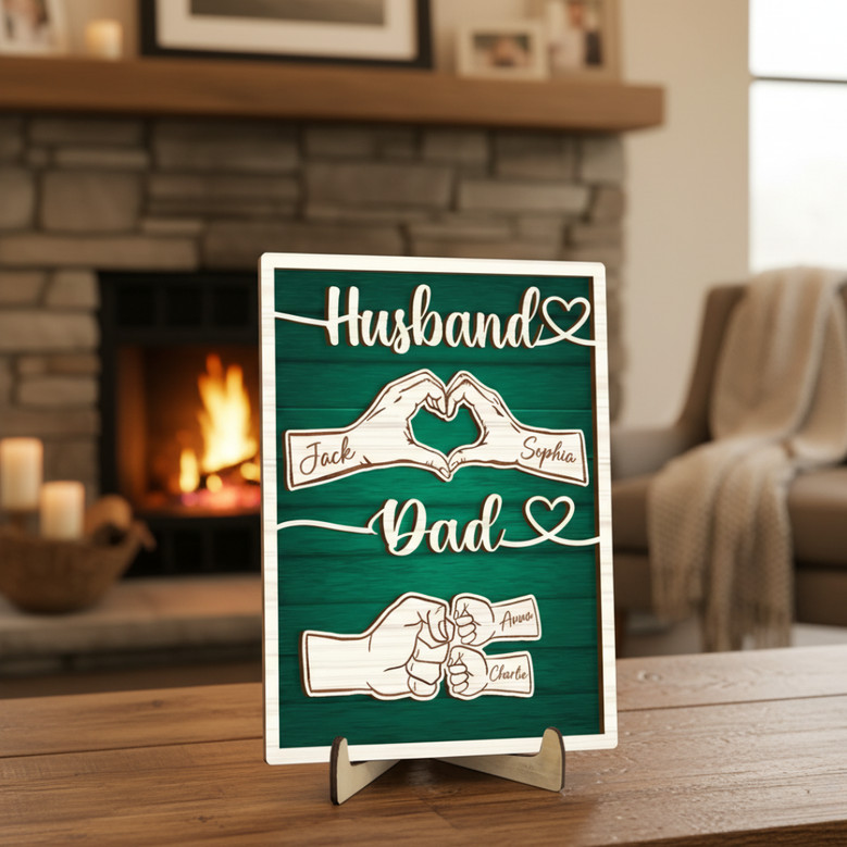 Custom Fist Bump Wood Sign - Heartfelt Father's Day Gift for Dad