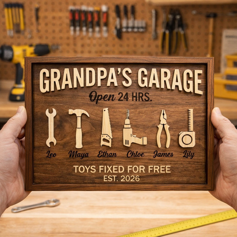 Custom Grandpa's Workshop Wood Sign - Handyman Father's Day Gift
