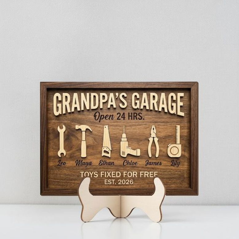 Custom Grandpa's Workshop Wood Sign - Handyman Father's Day Gift