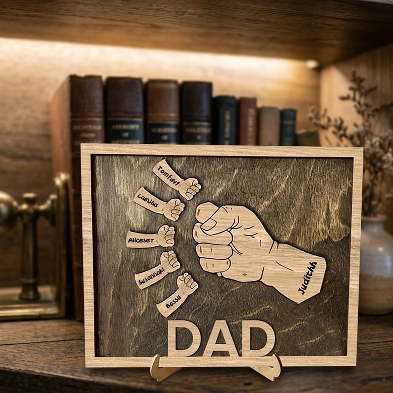 Fist Bump Father's Day Wood Sign - Unique Lasercut Gift for Dad Fist Bump Father's Day Wood Sign - Unique Lasercut Gift for Dad