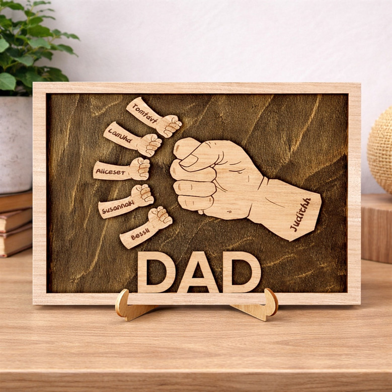 Fist Bump Father's Day Wood Sign - Unique Lasercut Gift for Dad Fist Bump Father's Day Wood Sign - Unique Lasercut Gift for Dad