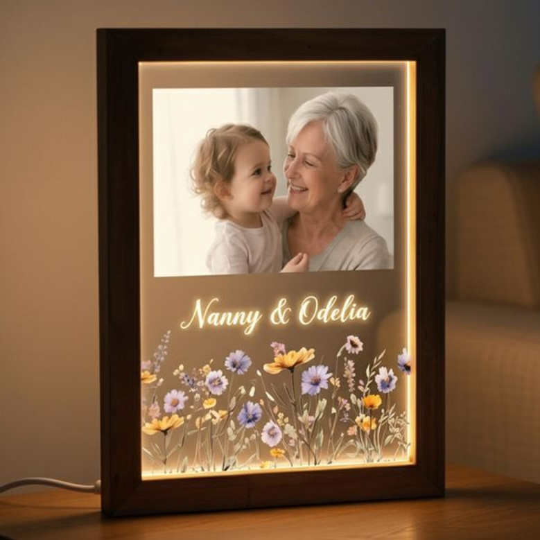 Floral Photo Frame Lamp A Radiant Gift for Nannys Heart