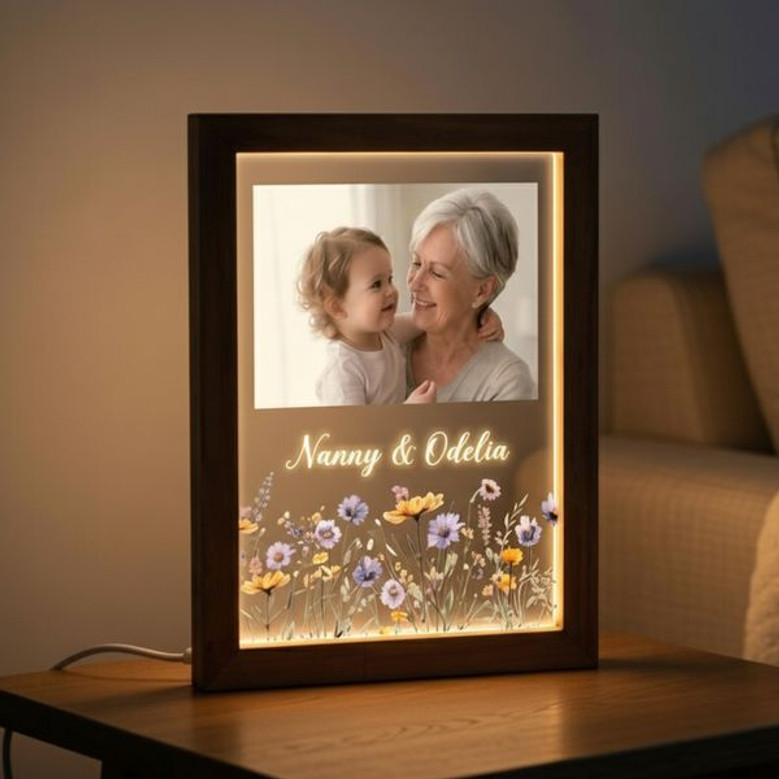 Floral Photo Frame Lamp A Radiant Gift for Nannys Heart